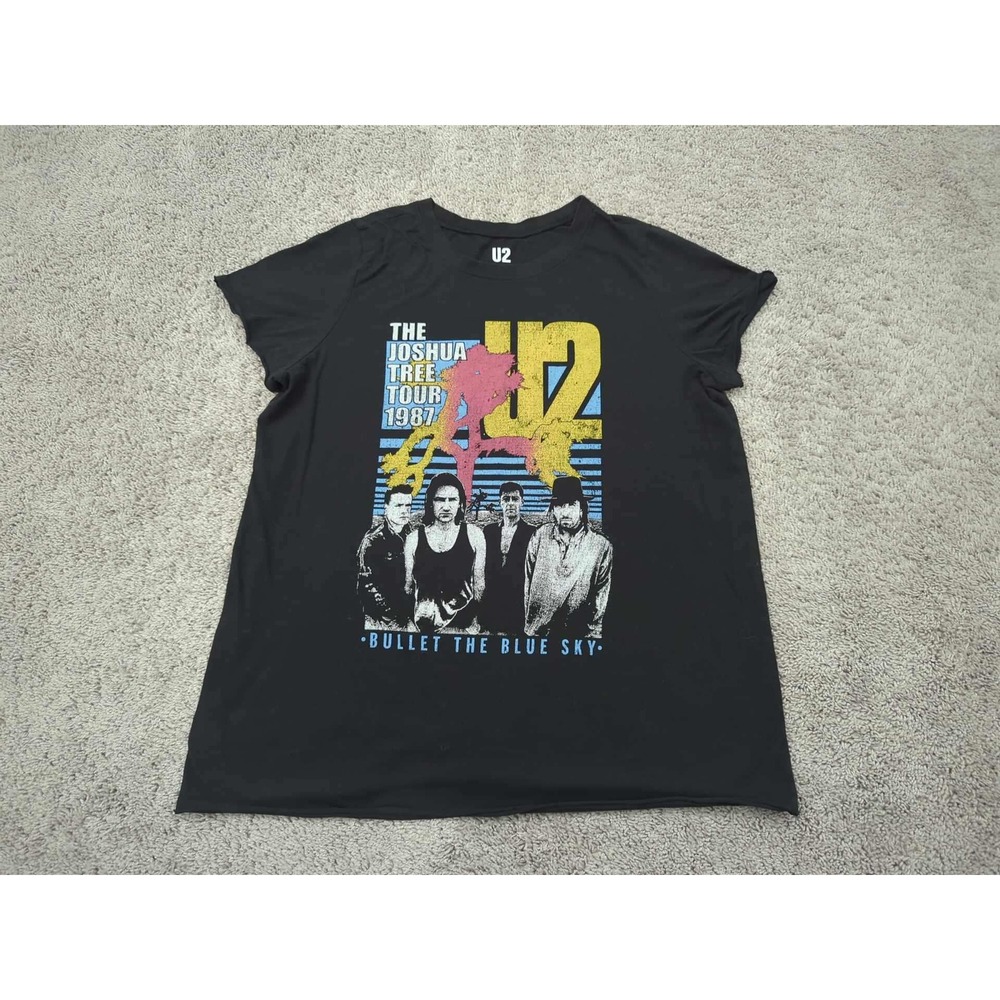 U2 Joshua Tree Tour T-Shirt‎ Womens Size 1 Graphic Band Tee Bullet the Blue Sky
